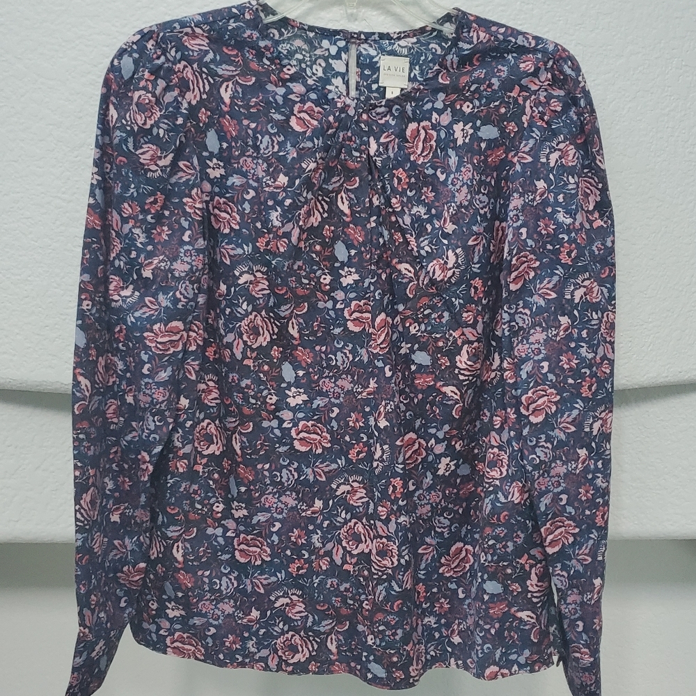La Vie by Rebecca Taylor Floral Longsleeve Blouse Size S